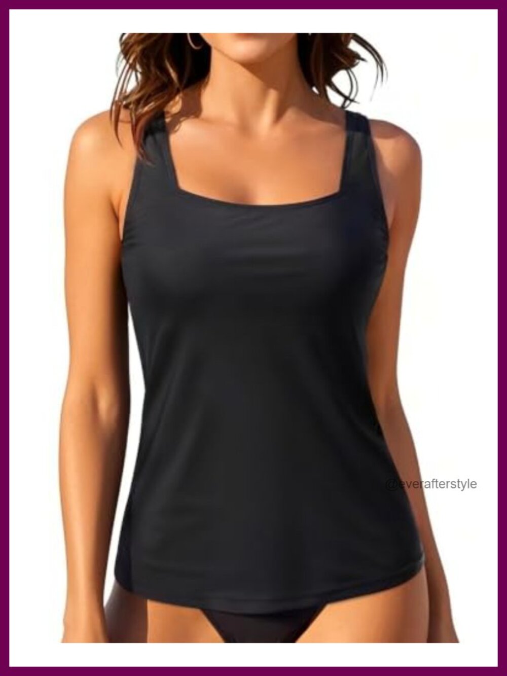 Talisea Women's Modest Square Neck Tankini Top Adjustable Straps